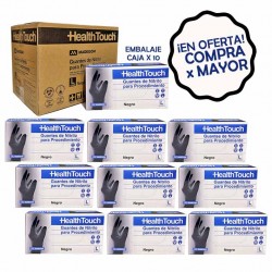 GUANTE PROCEDIMIENTO NITRILO HEALTH TOUCH NO ESTÉRIL NEGRO (CAJA MASTER)